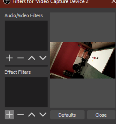 Effect filters panel