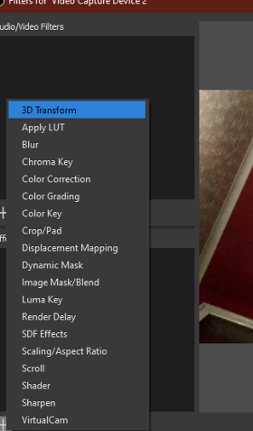 3D transform menu